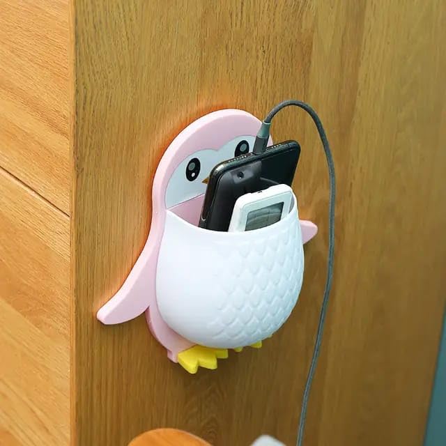 Wall Mounted Penguin Design Organizer, Multi-Function Holder for Toothpaste, Remote, Mobile, Pencil, and Bathroom Essentials Gardino