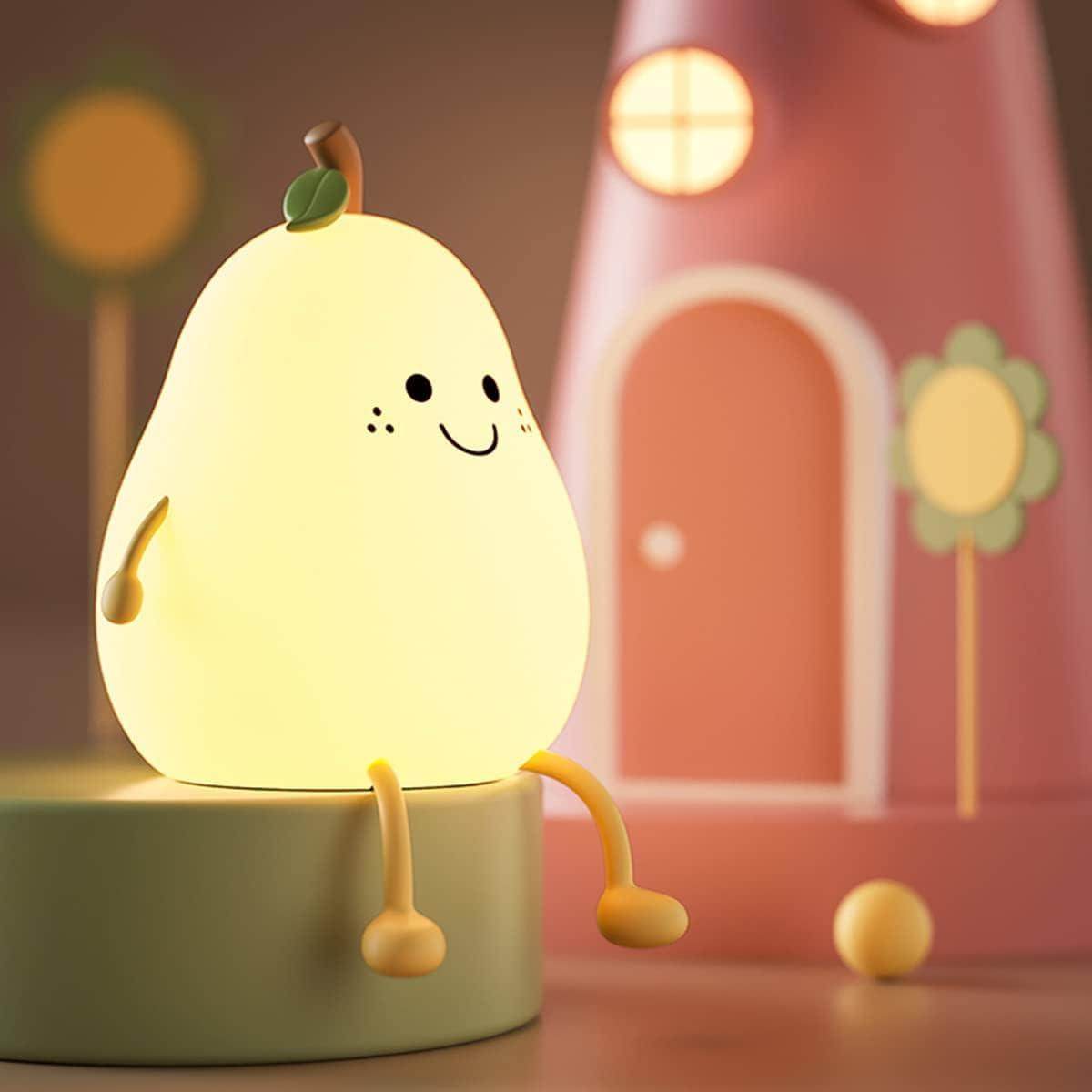 Cute Pear Night Lamp , 7 Colors Changing Silicone Nursery Night Light - Gardino