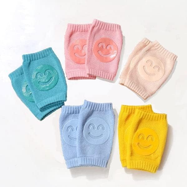 Baby Smiley Knee Pads for Crawling – Anti-Slip Elastic Cotton Knee & Elbow Safety Protectors (Random Color) Gardino