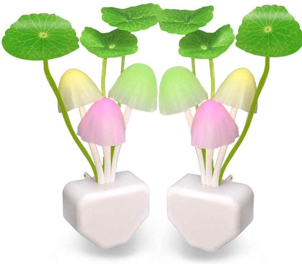 Gardino Led Green Nature Lamp Automatic Sensor Color Changing Mushroom Night Lights- Multi Color Changing Effect- for Kids Adults Stocking Stuffers Ideas Birthday Gift(Pack of 2) - Gardino