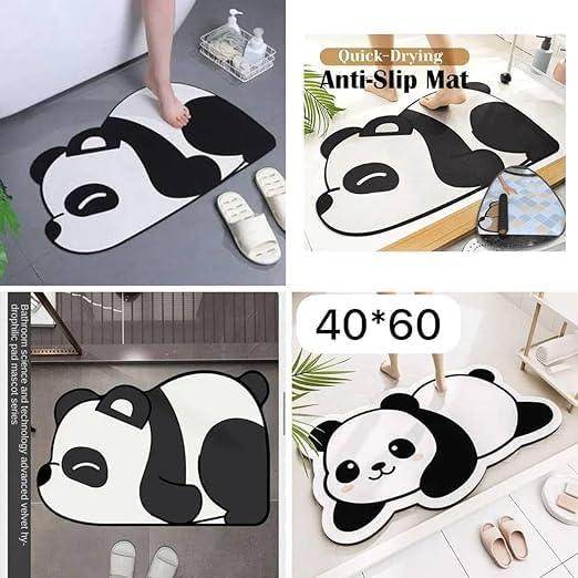 Gardino Cute Panda Cartoon Water Absorbing Bath Mat, Super Absorbent Anti-Slip Mat for Bathroom, Home, Kitchen, 60 x 40 cm (Panda) - Gardino
