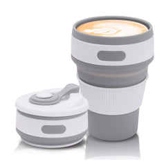 Collapsible Coffee Cups for Travel, Reusable Silicone Collapsible Cups with Lid for Camping Gardino