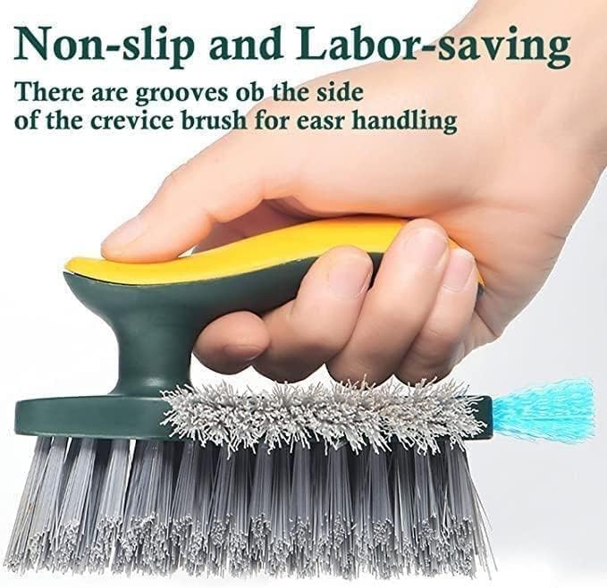 Grout Cleaner Brush 4-in-1 with Squeegee – Multifunctional V-Shape Gap Scrub Brush for Crevice, Corner, Window, Sink, Kitchen, and Bathroom Cleaning Gardino