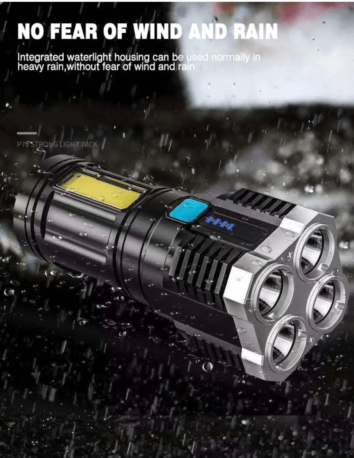 Gardino 2in1 OSL+COB LED Torch Rechargeable Flashlight 4 Modes Long Range 5W Power Light with Charging Indicator - Gardino