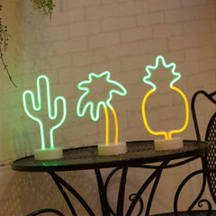 Coconut Palm Tree Led Neon Signs Light With Holder Base For Party Supplies Table Decorations Home Decor Children Gift Night Lamp - Gardino