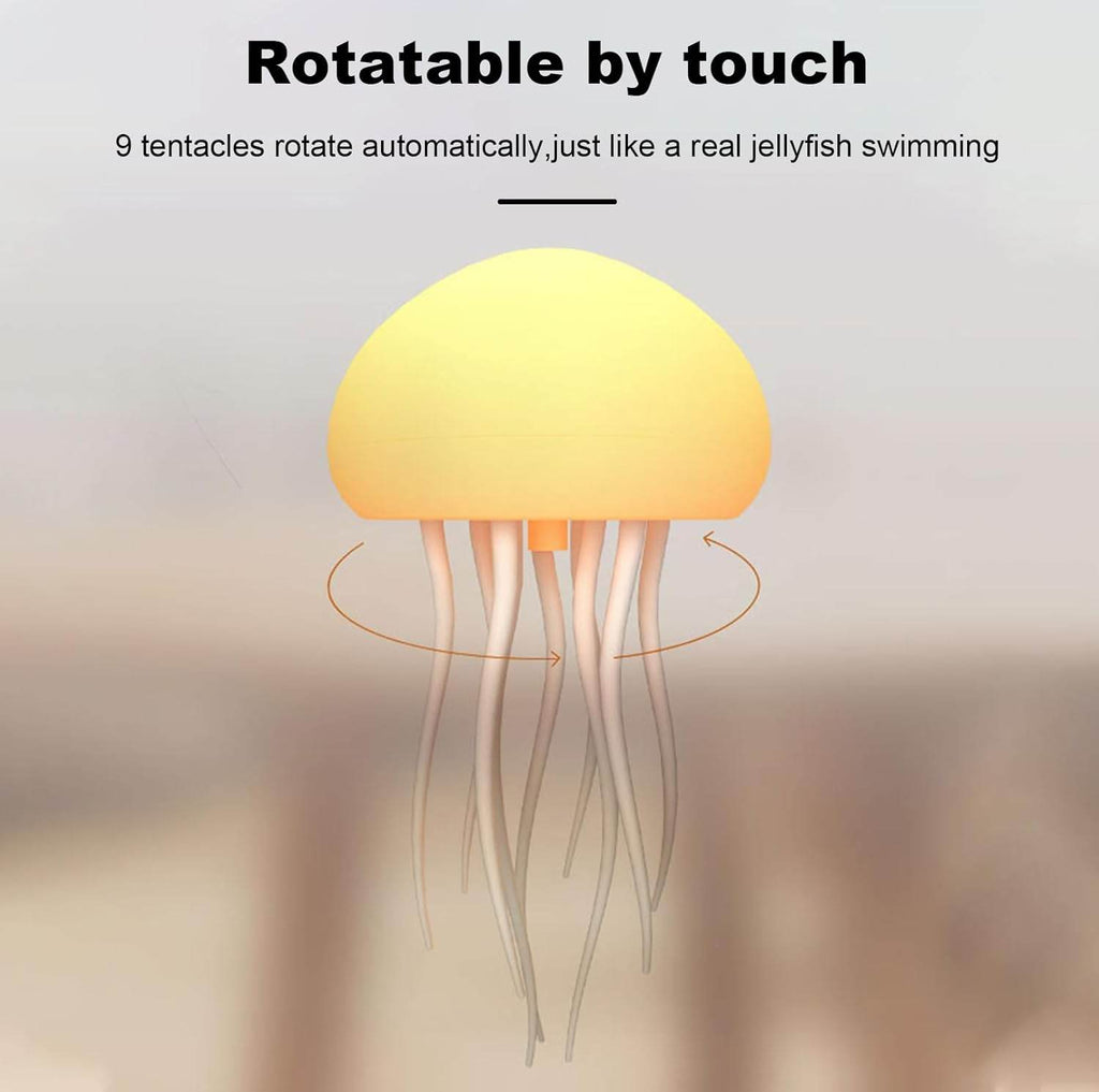 Jellyfish LED Night Light – 7-Color Changing Baby Room Lamp | Hanging + Base | Aesthetic Ocean-Themed Decor & Gift - Gardino