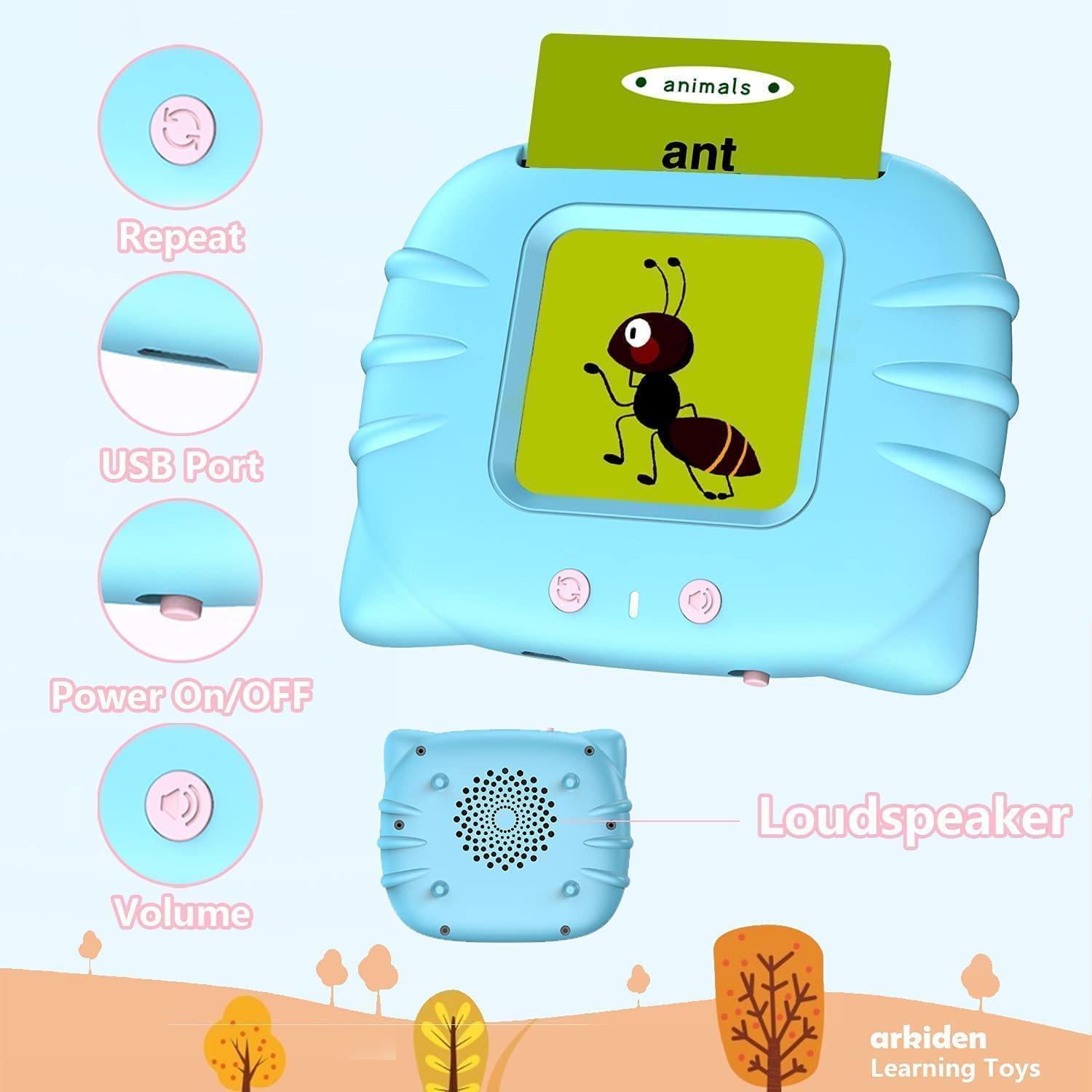 Rechargeable Talking Flash Cards | Educational Learning Toy for 2+ Year Olds | Montessori Toy for Boys & Girls Gardino