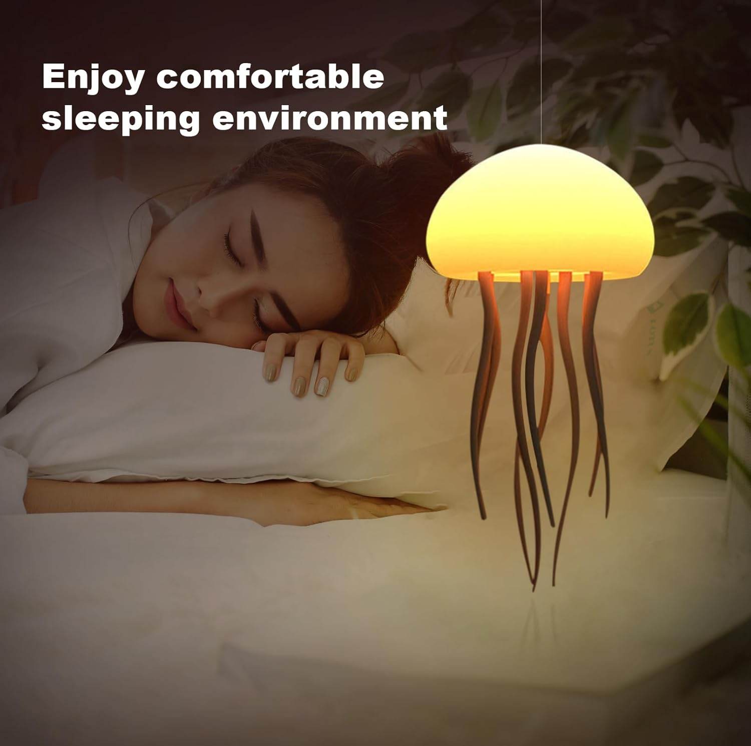 Jellyfish LED Night Light – 7-Color Changing Baby Room Lamp | Hanging + Base | Aesthetic Ocean-Themed Decor & Gift - Gardino