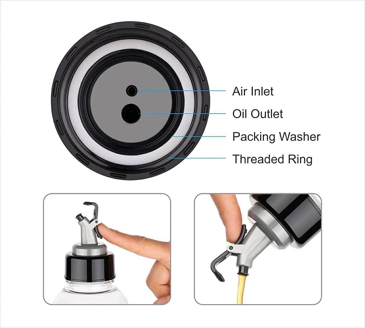 Plastic Oil Dispenser for Kitchen | Oil & Vinegar Dispenser Bottle (Pack of 2) - Gardino