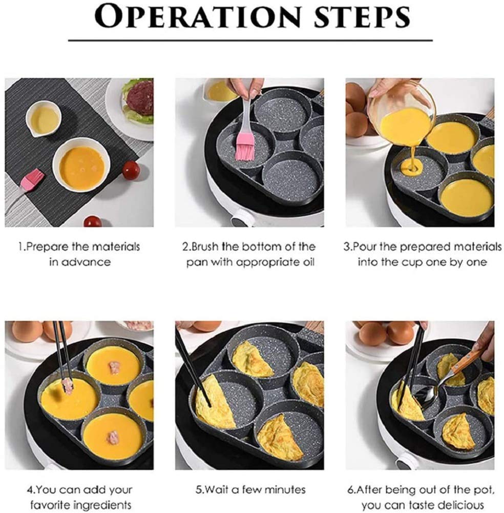 Non-Stick Frying Pan with 4 Hole | 7.5 IN Pancake Pan | Fried Egg & Burger Pan | Multi-Purpose Breakfast Cooking Pan (Multicolor) Gardino