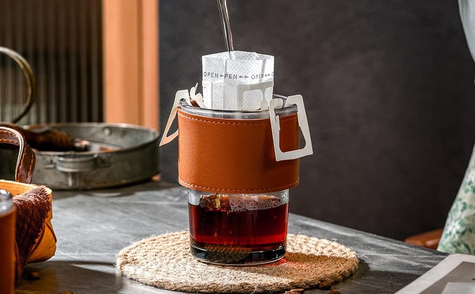 Glass Mug with Straw and Cover, 400 ml Capacity | Leakproof Glass Coffee Mug with Silicone Straw and Lid Tumbler Gardino