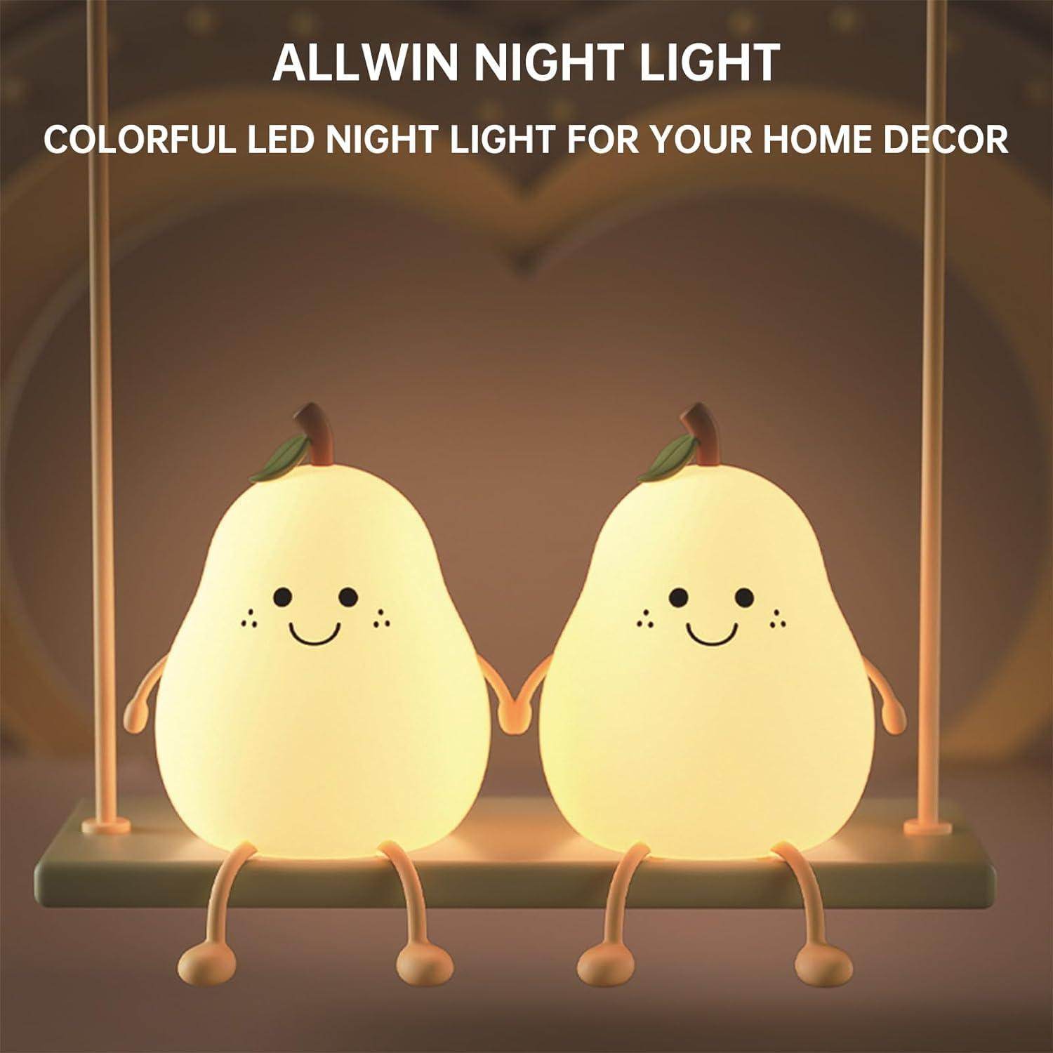 Cute Pear Night Lamp , 7 Colors Changing Silicone Nursery Night Light - Gardino