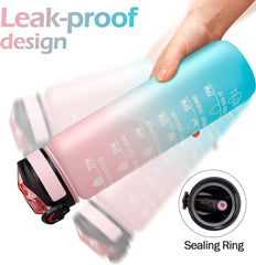 Motivational Water Bottle 1 litre Sipper Bottle For Adults With Time Measurement BPA Free Non-Toxic Water bottle for office,Water bottle for gym (Pink) - Gardino