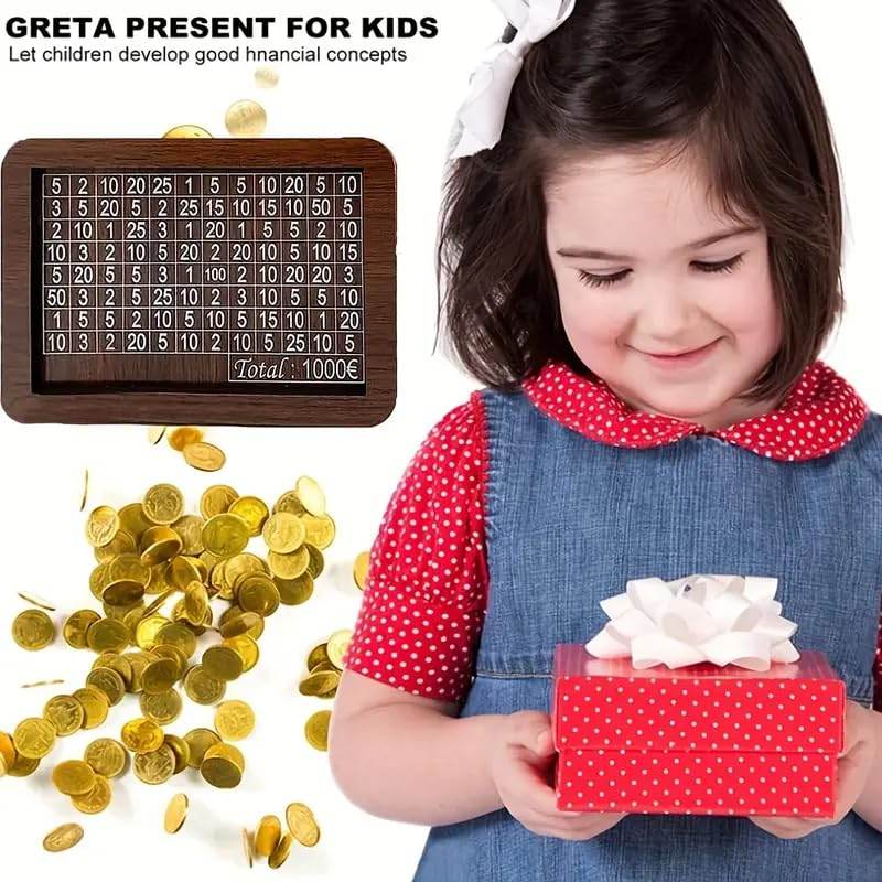 Wooden Piggy Bank | Carved Money Box for Kids & Adults | Savings Coin Box - Gardino