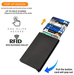 Black RFID Blocking Aluminium Pop-Up Card Holder – Secure Debit/Credit/ATM Wallet for Men & Women Gardino