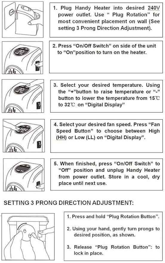 Electric Handy Heater|Wall-Outlet 400 Watts Electric Handy Room Heater Gardino