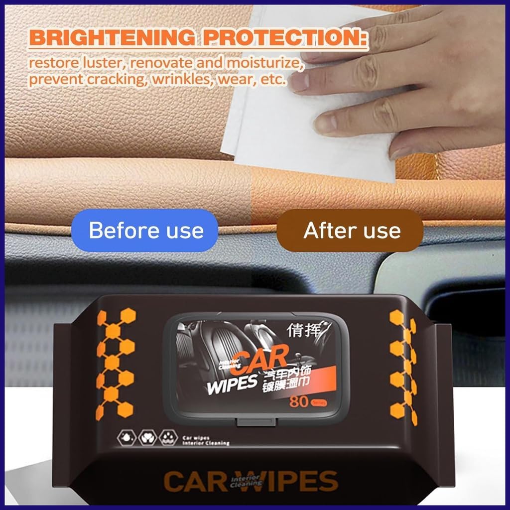 Car Cleaning Wipes 80 Pcs – Wet Tissue Paper for Full Interior & Exterior Car Care Gardino