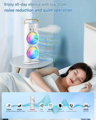Double-Ended Spray cooler – USB Rechargeable, 3-Speed Oscillating Fan with Remote, LED Light & Ice Cooling 4000mAh Gardino