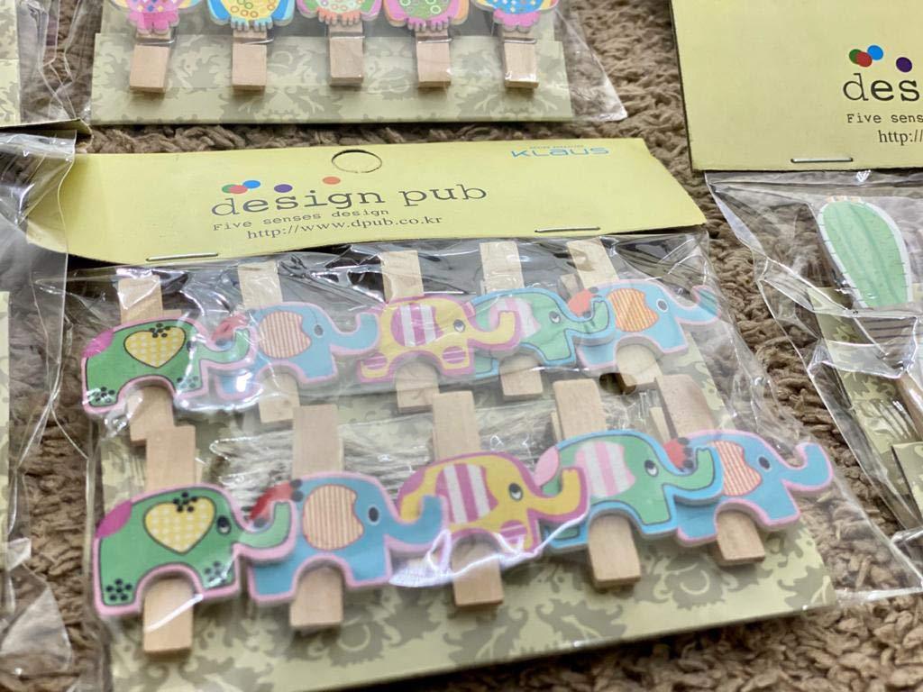 Wooden Paper Clips Set – Dreamer, Owl, Flamingo, Cactus & Elephant Designs with String (Set of 10) Gardino