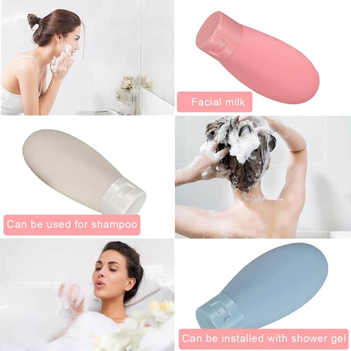 3Pcs Leak-Proof Travel Bottles (60ml) - Refillable Toiletry Containers with Lids for Easy Packing and Travel - Gardino