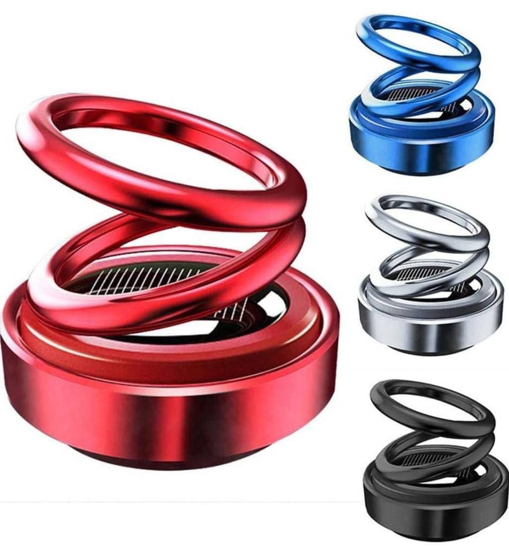 Solar-Powered Car Aroma Diffuser - 360° Double Ring Rotating Car Perfume Air Freshener Gardino