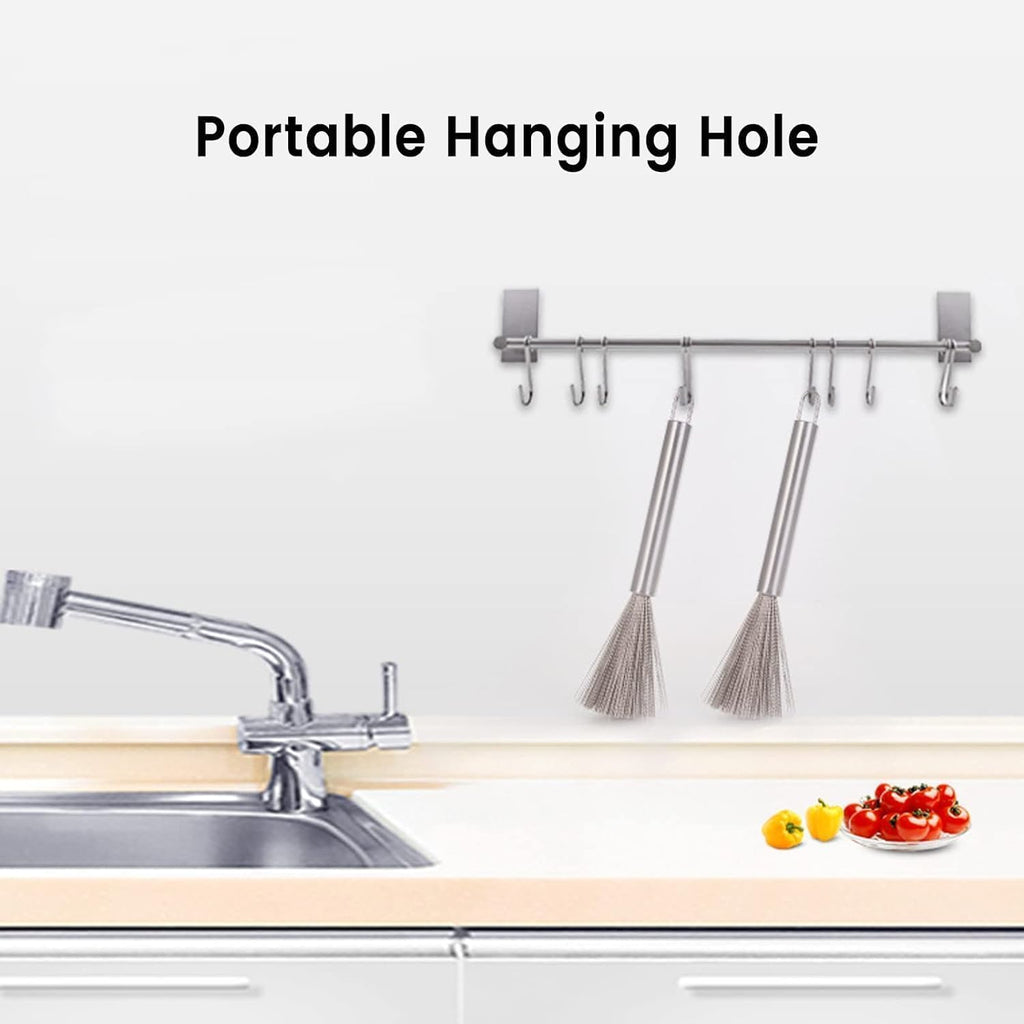 Steel Scrubber Brush with Handle for Kitchen, Pan, Pot, Wok, and Dishes Cleaning Gardino