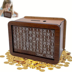 Beautifully carved wooden piggy bank for kids and adults, perfect for savings