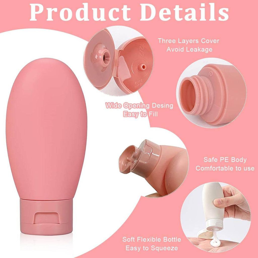 3Pcs Leak-Proof Travel Bottles (60ml) - Refillable Toiletry Containers with Lids for Easy Packing and Travel - Gardino