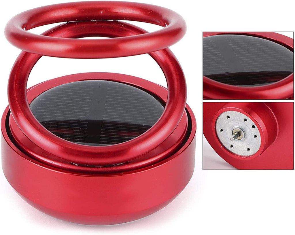 Solar-Powered Car Aroma Diffuser - 360° Double Ring Rotating Car Perfume Air Freshener Gardino