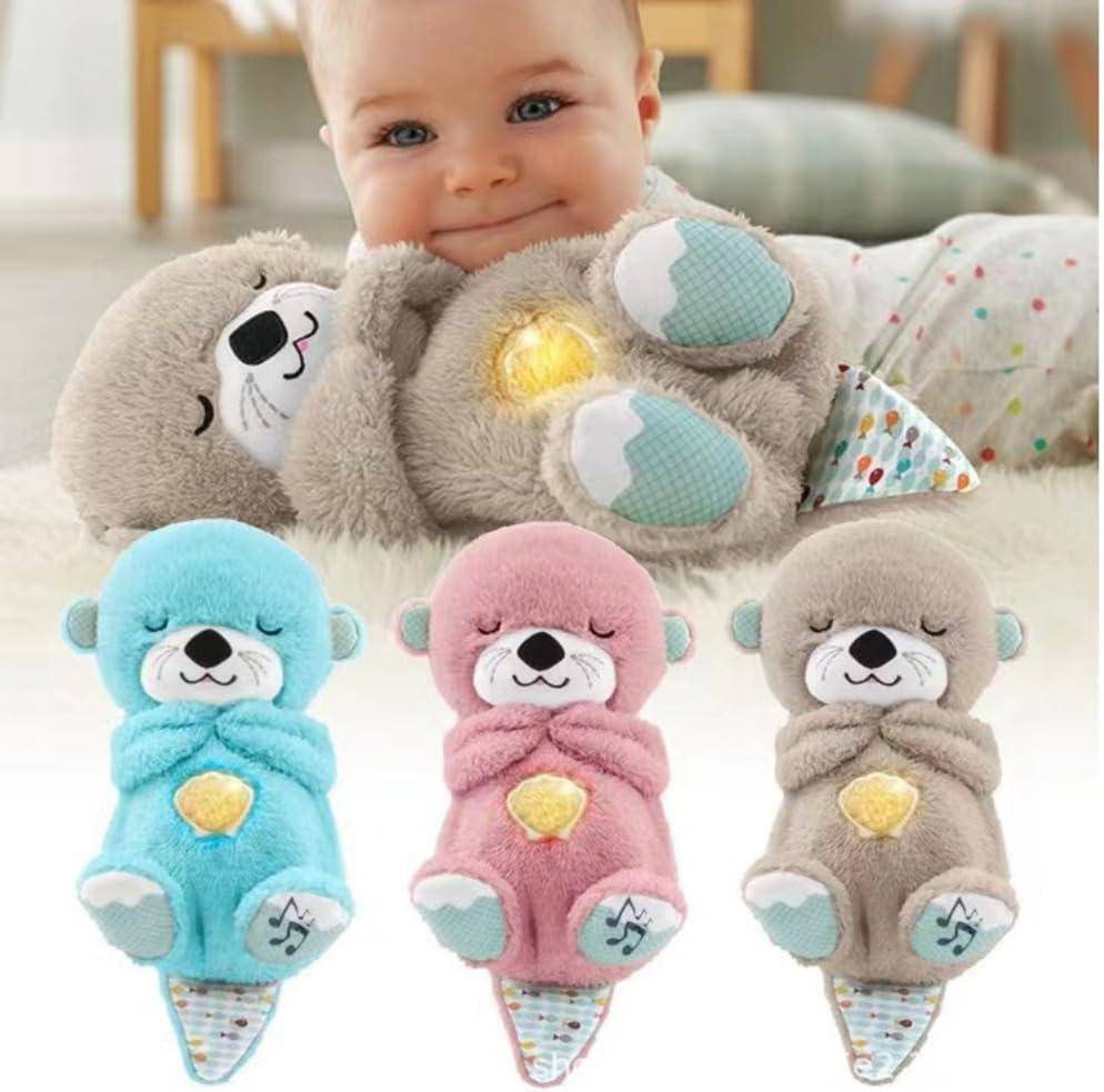 Baby Sound Machine Soothe Breathing Otter, Sensory Details Music Lights Rhythmic Breathing Motion Musical Baby Toy Plush for Newborns Gardino