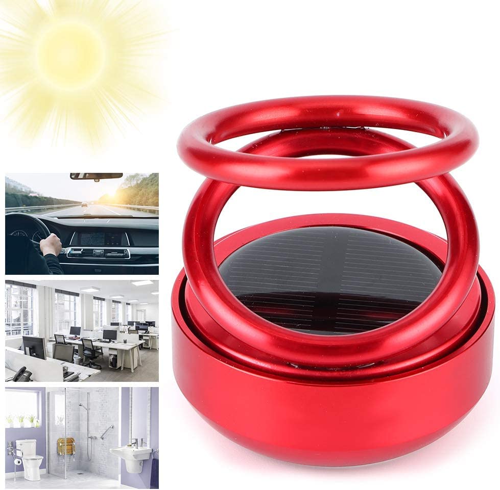 Solar-Powered Car Aroma Diffuser - 360° Double Ring Rotating Car Perfume Air Freshener Gardino