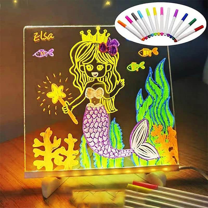LED Acrylic Writing Board Table Lamp with Pen – 3D Light-Up Message Board for Kids, Gifts & Home Office Decor - Gardino