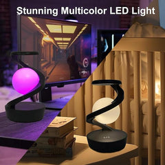 Spiral Rotating RGB Desk Lamp | 360° Visual Ball Moon Lamp | Rechargeable Multicolor LED Night Light for Bedroom, Office & Home Décor