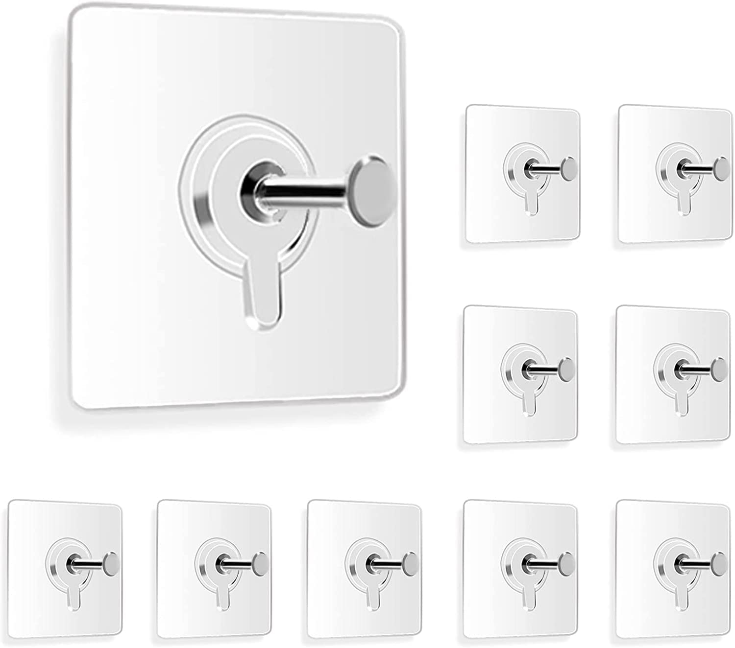 Self Adhesive Photo Frame Hooks No Drilling, Heavy Duty Wall Hooks for Hanging Picture Frames and Decor (Pack of 10)