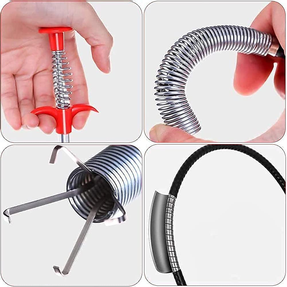 Stainless Steel Hair Catching Claw Drain Cleaner Tool, 5ft Spring Wire Dredge Stick for Kitchen and Bathroom Gardino
