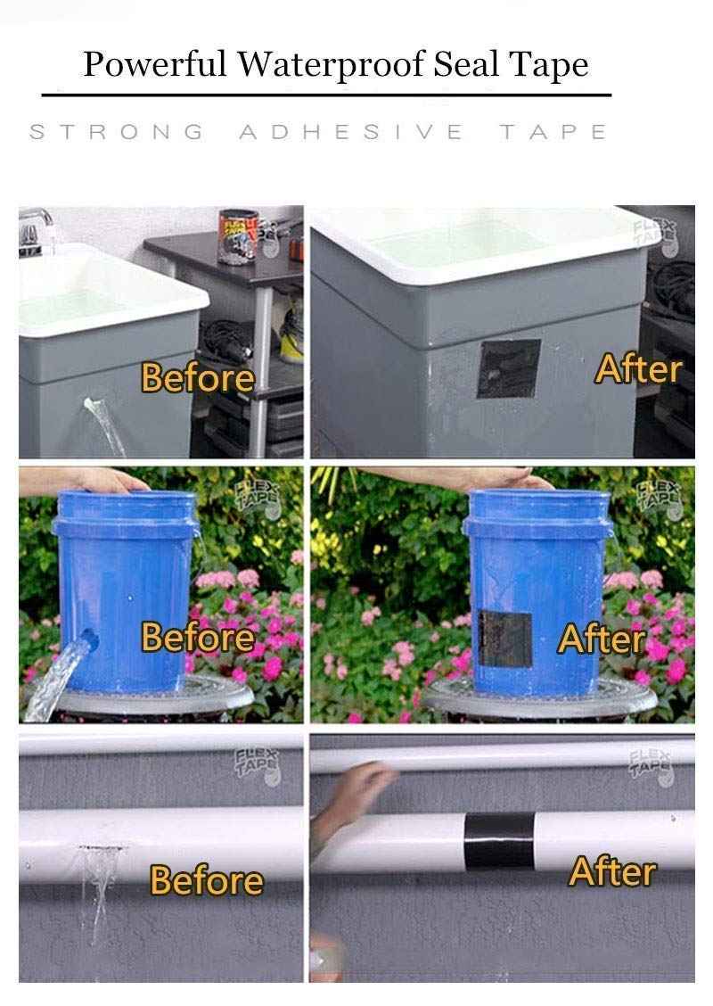 Flex Tape - Strong Rubberized Waterproof Sealant Tape for Roof Leaks, Surface Cracks, and Water Tank Repairs Gardino