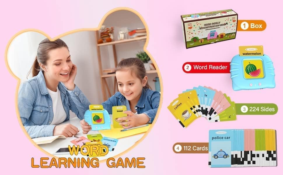 Rechargeable Talking Flash Cards | Educational Learning Toy for 2+ Year Olds | Montessori Toy for Boys & Girls Gardino