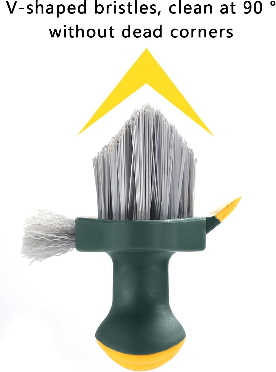 Grout Cleaner Brush 4-in-1 with Squeegee – Multifunctional V-Shape Gap Scrub Brush for Crevice, Corner, Window, Sink, Kitchen, and Bathroom Cleaning Gardino