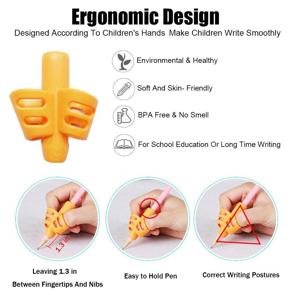 3Pcs Pencil Holder Set – Finger Grip for Kids, Perfect for Handwriting Beginners (Ages 3+), Multi-Color Gardino