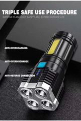 Gardino 2in1 OSL+COB LED Torch Rechargeable Flashlight 4 Modes Long Range 5W Power Light with Charging Indicator - Gardino
