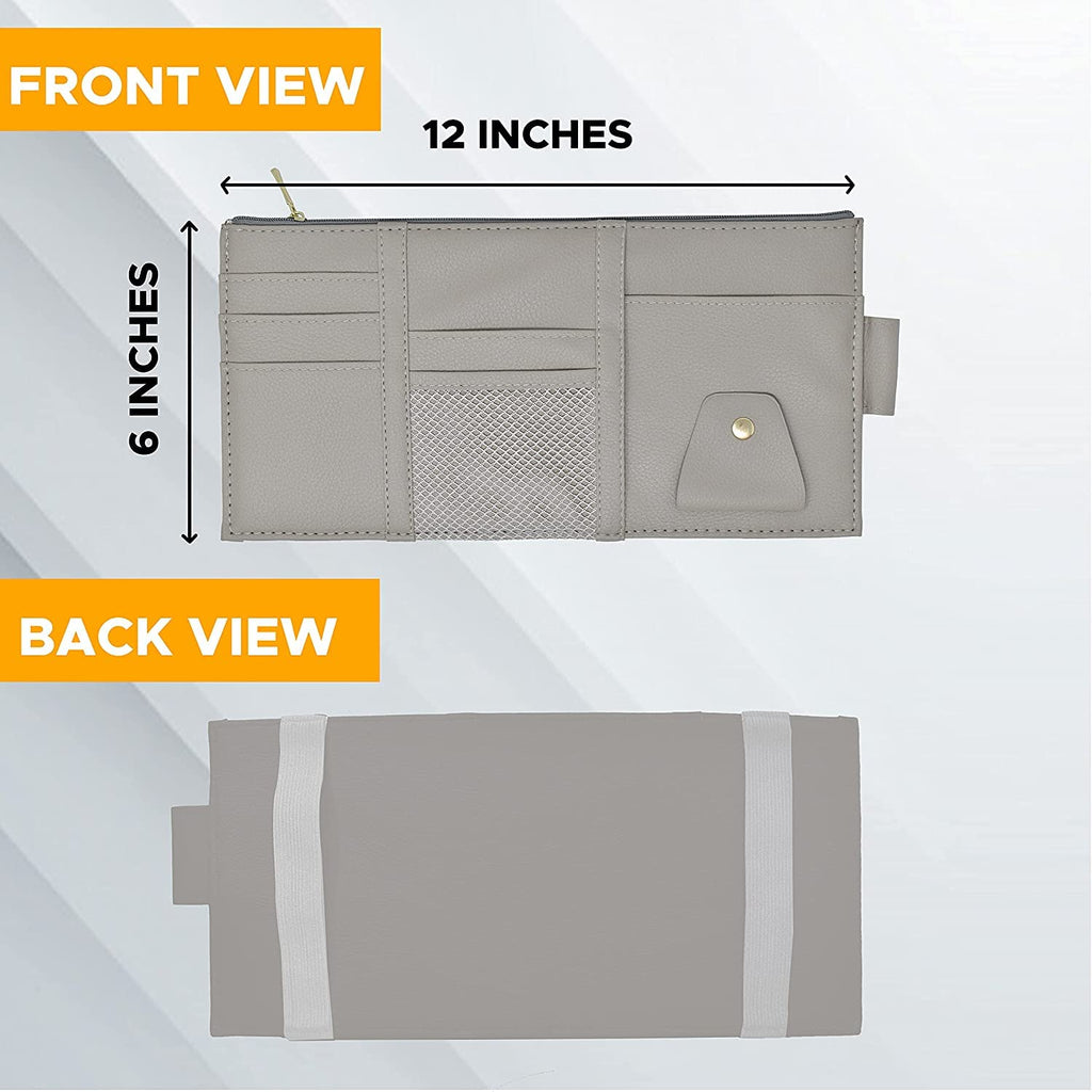 Multi-Function Car Space Sun Visor Organizer Hanging Phone Storage Pouch Holde (Grey) Gardino