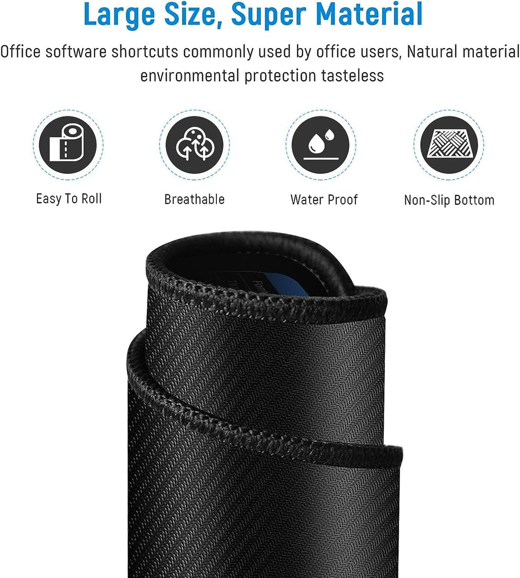 Anti-Slip Keyboard Pad | Office & Excel Shortcuts Cheat Sheet Mouse Pad | Large Extended Desk Mat with Smooth Cloth Surface & Rubber Base for Gaming, Office, and Work Gardino