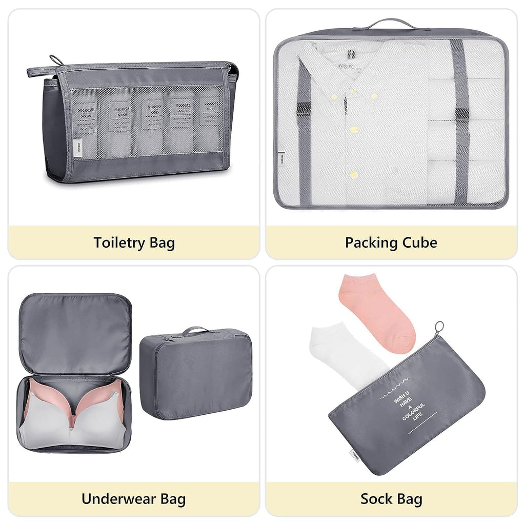 7 Pcs Travel Organizer Pouch Set | Packing Cubes for Clothes, Shoes, Toiletries, and Cosmetics | Space-Saving Travel Bags for Organized Packing Gardino