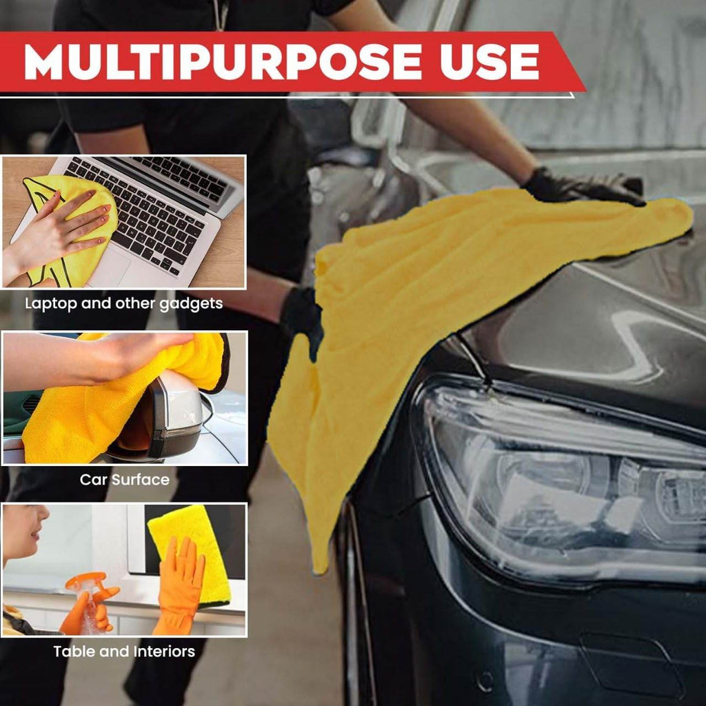 Microfiber Double-Layered Cleaning Cloth 40x40 cm – Extra Thick for Car, Bike, Auto Interiors & Exteriors - Gardino