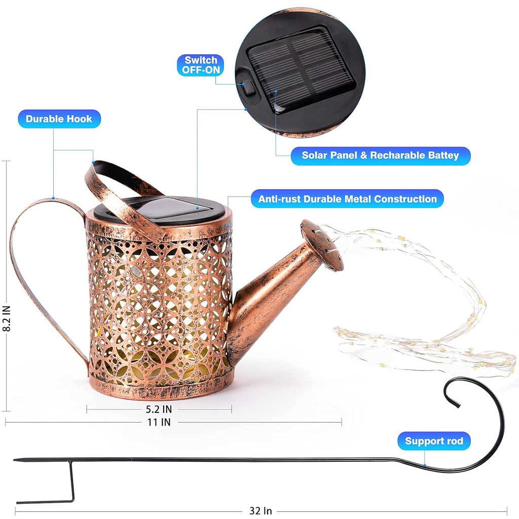 Solar Lights Outdoor Decorative, Solar Lantern Outdoor Hanging Waterproof Hollowed-Out Design, Decorative Retro Metal Solar Light with Hook Gardino