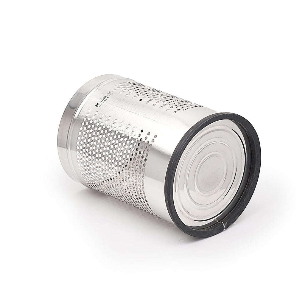 Stainless Steel 202 Perforated Design Open Top Dustbin - 25L | 10Inch (H) x 7 Inch (W)  Silver Trash Can with Anti-skid Base | For Bathroom, Bedroom, Kitchen & Toilet or Commercial Use Gardino