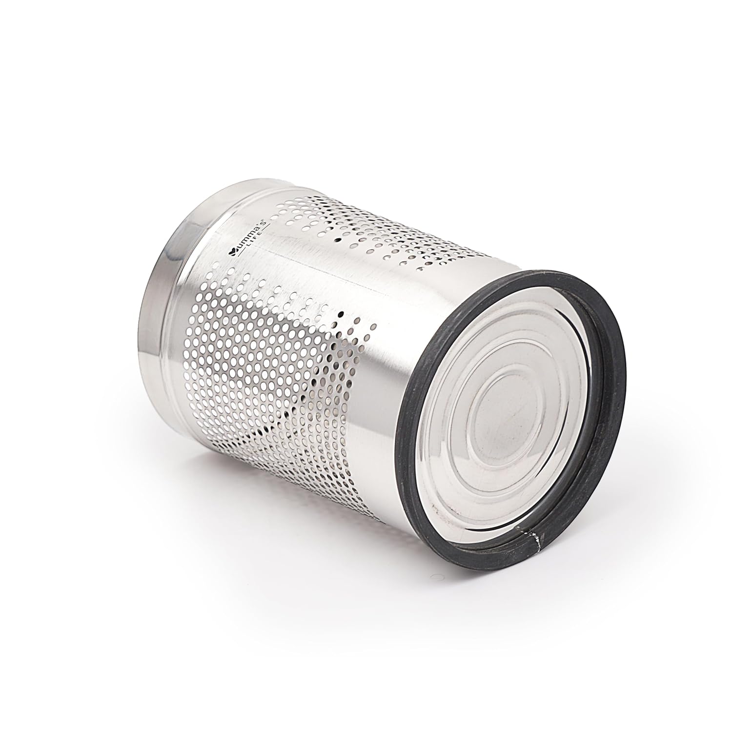 Stainless Steel 202 Perforated Design Open Top Dustbin - 25L | 10Inch (H) x 7 Inch (W)  Silver Trash Can with Anti-skid Base | For Bathroom, Bedroom, Kitchen & Toilet or Commercial Use Gardino