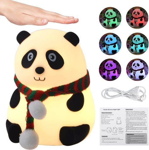 Adorable Panda Night Lamp for Kids Bedrooms | Perfect Valentine’s Gift | Cute, USB Rechargeable Touch Control LED Nightlight for Toddlers & Babies - Gardino