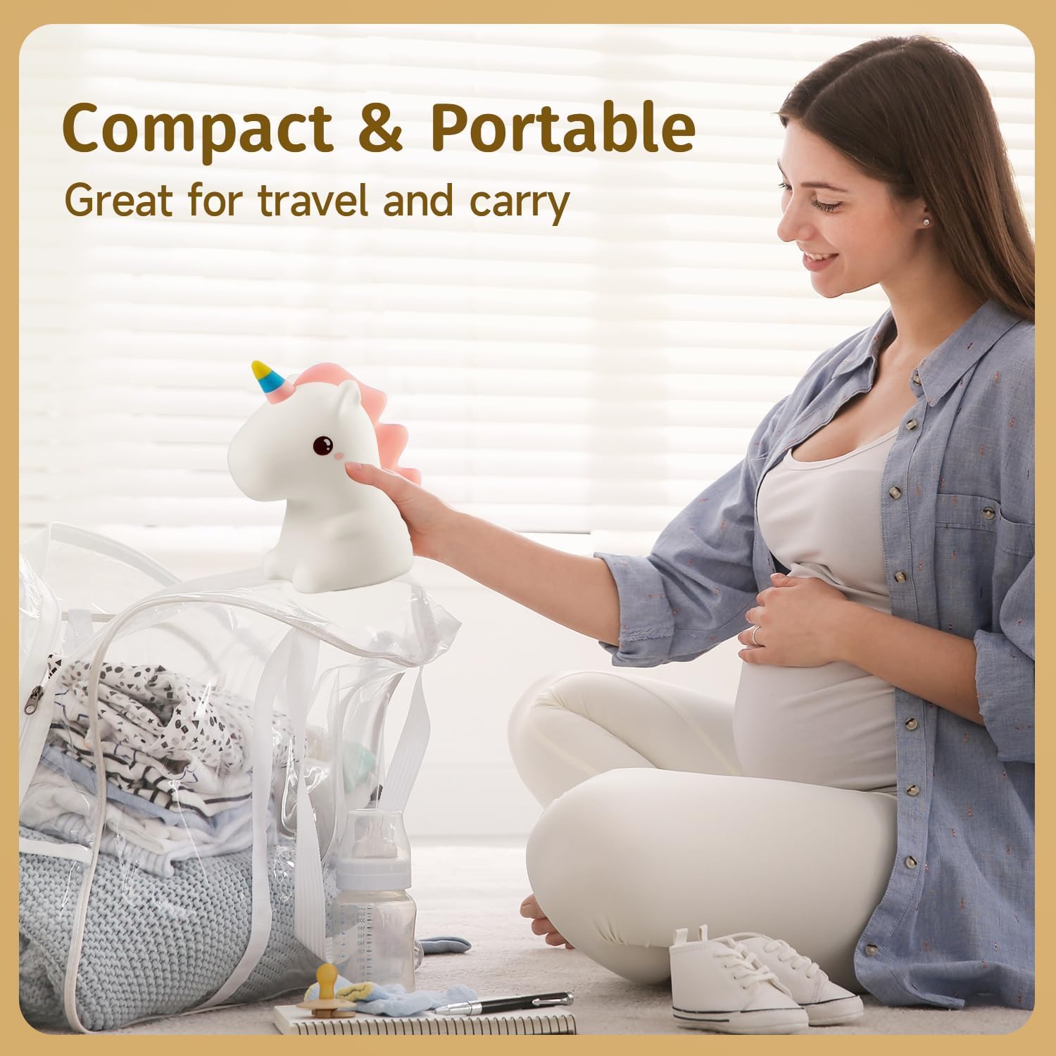 Silicone Unicone Night Light Rechargeable Led Lamp with 7-Color Breathing Modes, Touch Sensor Control Gardino