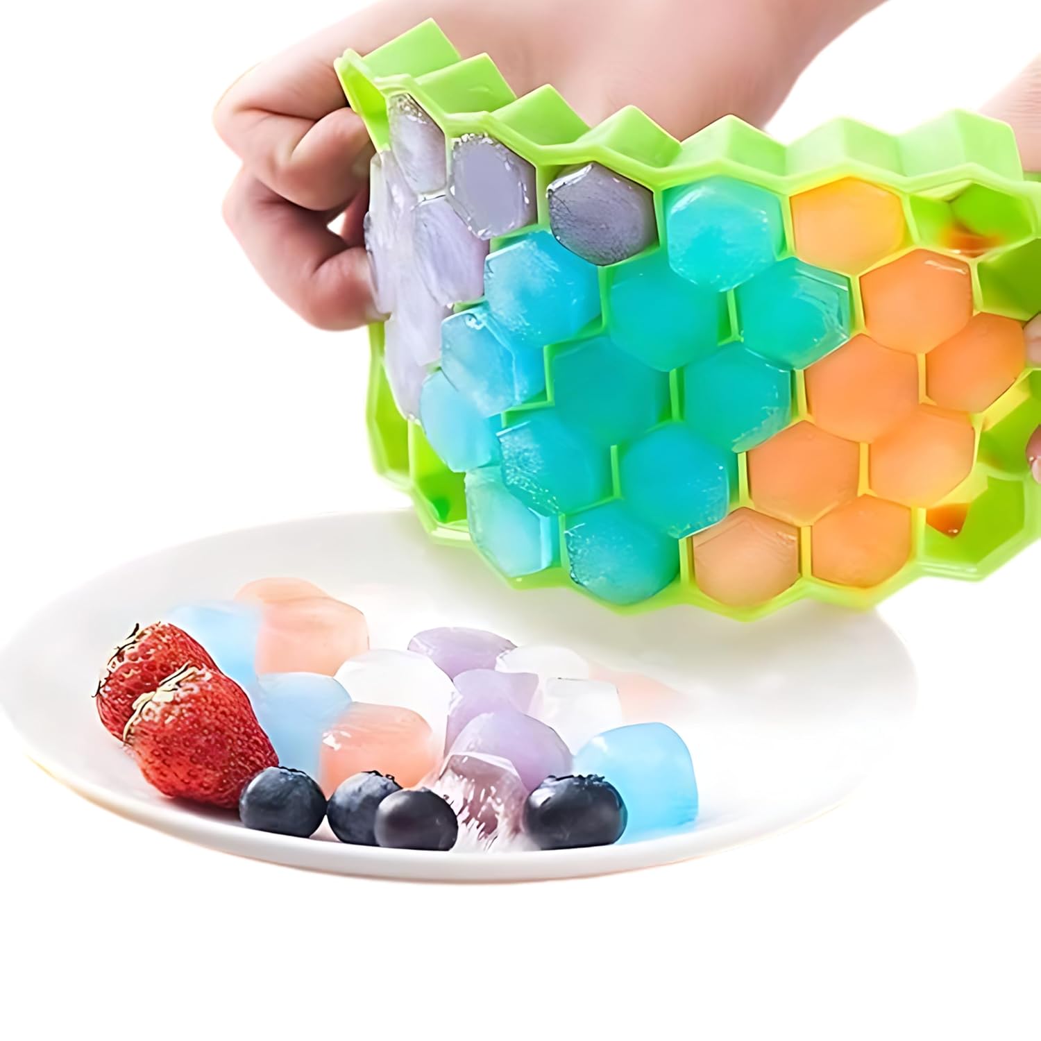 Silicone Honeycomb Ice Cube Tray, 37 Cavity Reusable Mould for Freezer and Baking Gardino